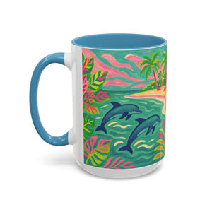 Accent Coffee Mug (11, 15oz), 8 Colors - Jum[mg Dolphins