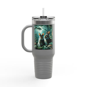 Insulated Travel Mug, 40oz / Sumatran Rabbits/Tundra - Perfect for Outdoor Adventures