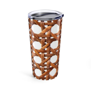 20oz Tropical Glossy Tumbler, Stainless Steel / Wicker Brown