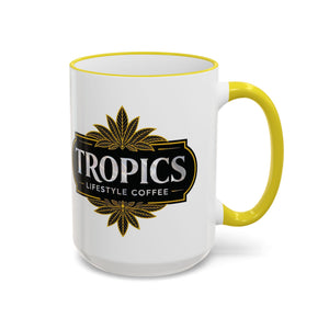 Accent Rim & Handle Mug – Tropics Lifestyle Coffee, Deco Long Logo