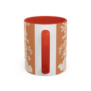 Accent Color Coffee Mug (11, 15oz), Pearl Lady Toile/Melon