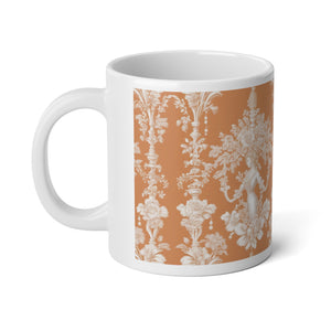 Jumbo Mug, 20oz, Pearl Lady Toile, Melon | Tropical Coffee Cup