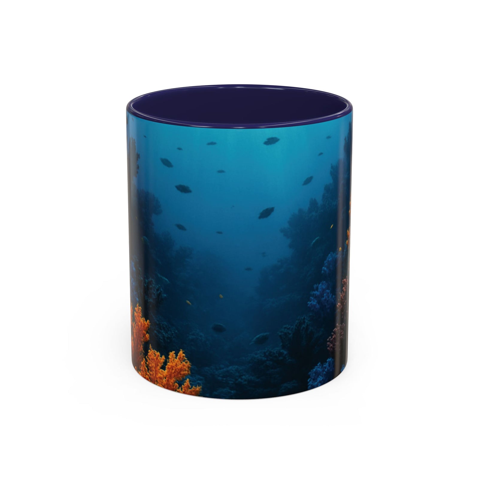 Accent Coffee Mug (11, 15oz), 8 Colors - Black and Orange Coral