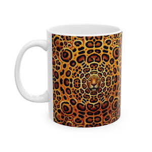 White Ceramic Mug — Bold Leopard Hiidden Pattern Coffee Cup (11oz & 15oz)