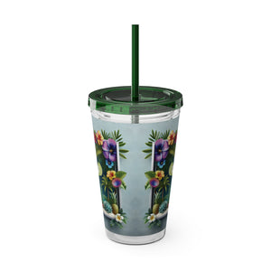 Tropical Tumbler with Straw | 16oz Colorful Travel Cup / Tropical Margarita
