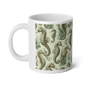 Jumbo Mug, 20oz, Seahorse Toile | Tropical Coffee Cup
