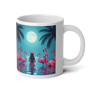 Jumbo Mug, 20oz, Moonlit Mermaid and Flamingos | Tropical Coffee Cup