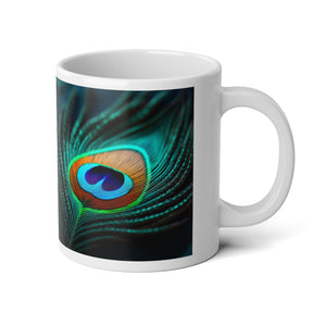 Jumbo Mug, 20oz, Peacock Eye Feather | Tropical Coffee Cup