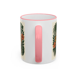 Accent Rim & Handle Coffee Mug — Palm & Bean Coffee Club Logo