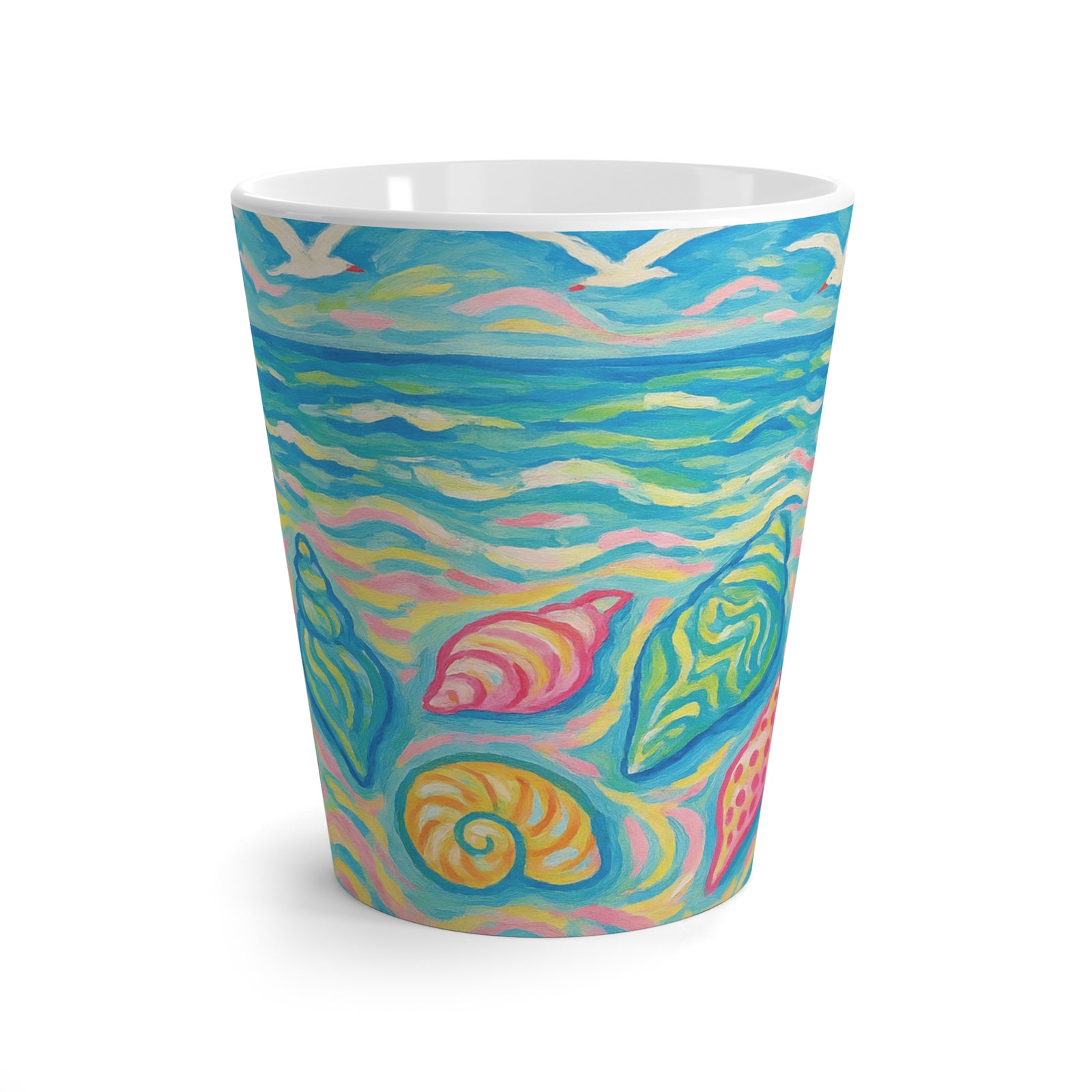 White Latte Mug - Glow Seashells