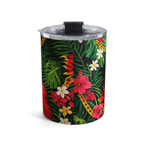 Hollywood Regency Chandelier & Parrot: 10oz Tropical Floral Tumbler