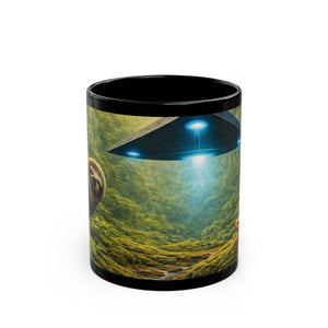 Black Coffee Mug - UFO & Sloth