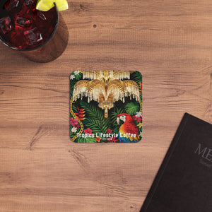 Tropical Parrot Coasters — Set of 50/100 Decorative Drink Coasters (Tropics Lifestyle Coffee)