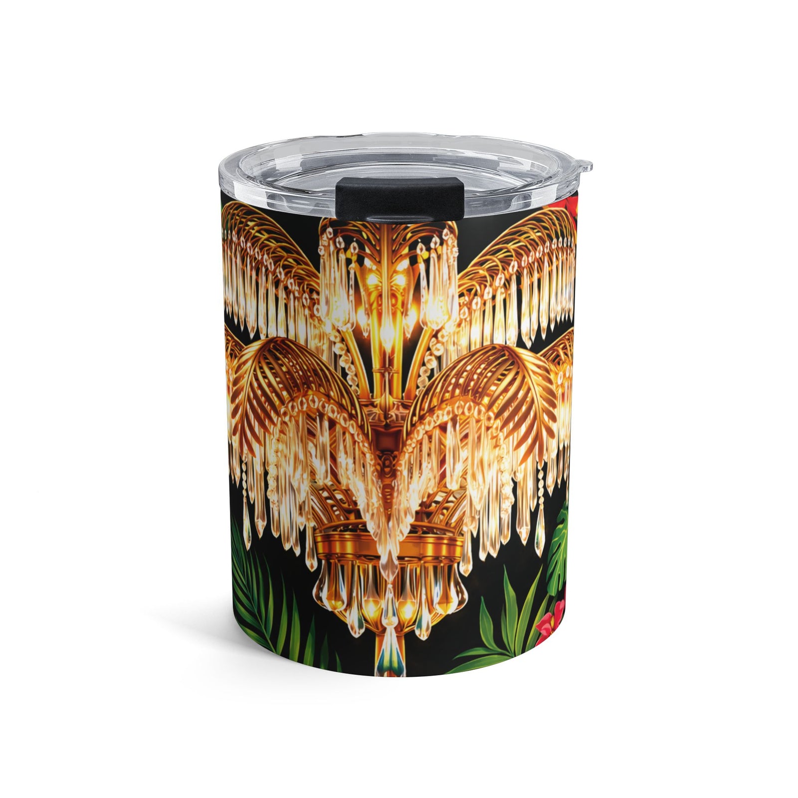 Hollywood Regency Chandelier & Parrot: 10oz Tropical Floral Tumbler