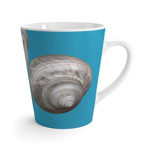 Latte White Mug - Perfect for Coffee Enthusiasts / Lustrous Seashell Trio, Turquoise