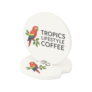 Soapstone Car Coaster - Tropics Lifestyle Coffee Parrot Logo, Vertical
