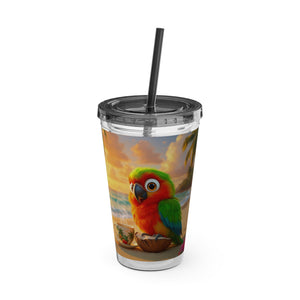 Tropical Tumbler with Straw | 16oz: Tiki the Parrot