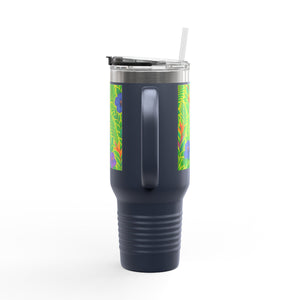 Midnight Flower Lime Insulated Travel Mug - 40oz - Perfect for Outdoor Adventures