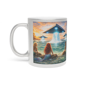 Tropical Metallic Mug, Gold or Silver - UFOs & Mermaids