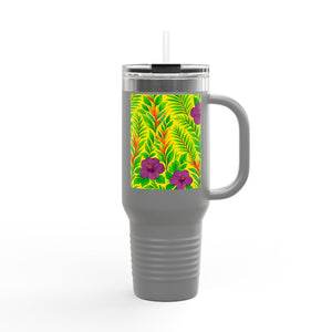 Midnight Flower Yellow Insulated Travel Mug - 40oz - Perfect for Outdoor Adventures