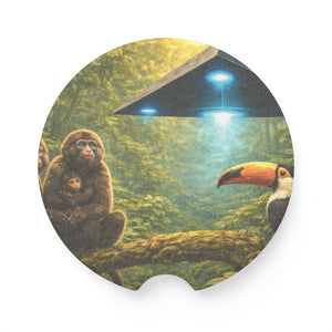 Soapstone Car Coaster - UFO & Monkies, Toucan