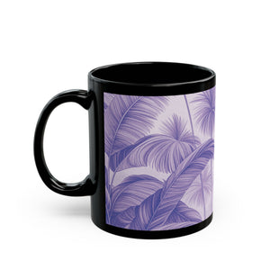 Black Coffee Mug - Palm Serenity, Lilac
