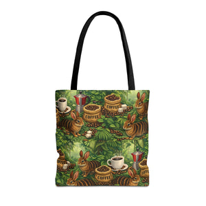 Tropical Rabbits & UFOs Tote Bag, Black - 3 Sizes