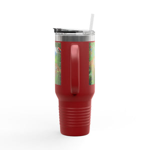 Insulated Travel Mug, 40oz / Jaguars and Parrots - Perfect for Outdoor Adventures