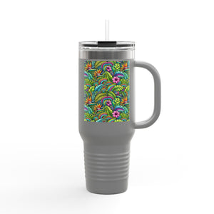 Insulated Travel Mug, 40oz / Rainforest Blooms - Perfect for Outdoor Adventures