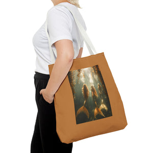 Three Mermaid Sisters, Lt. Brown Tote Bag - 3 Sizes