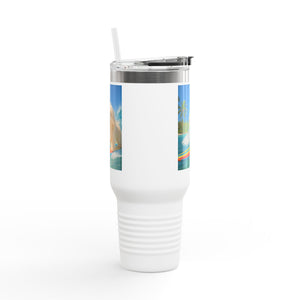 Insulated Travel Mug - 40oz - Perfect for Outdoor Adventures / Puppy Ariel the Dog Surfer
