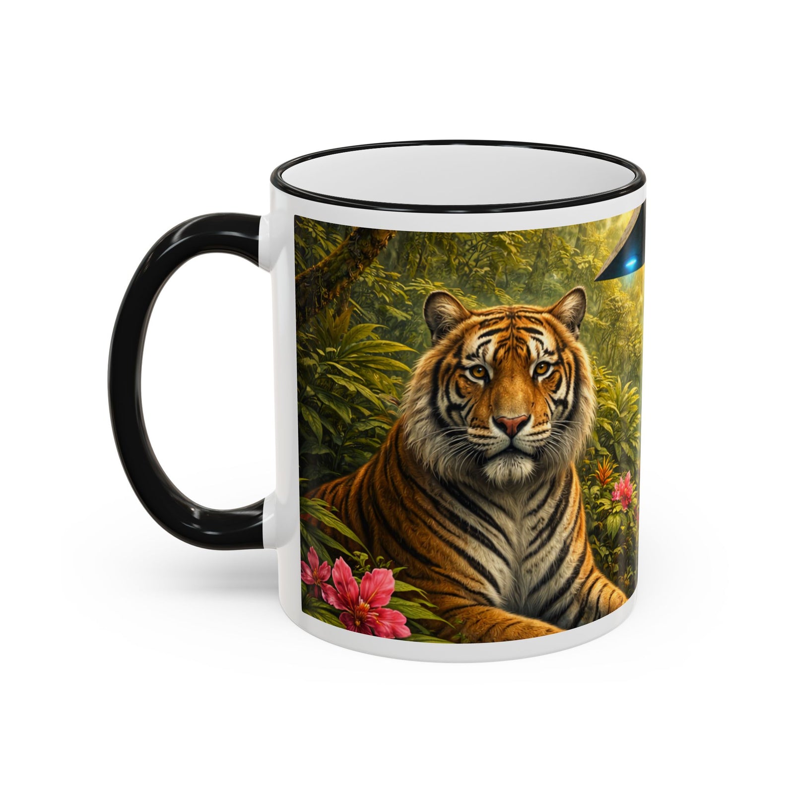 Accent Rim & Handle Mug — UFO & Tiger