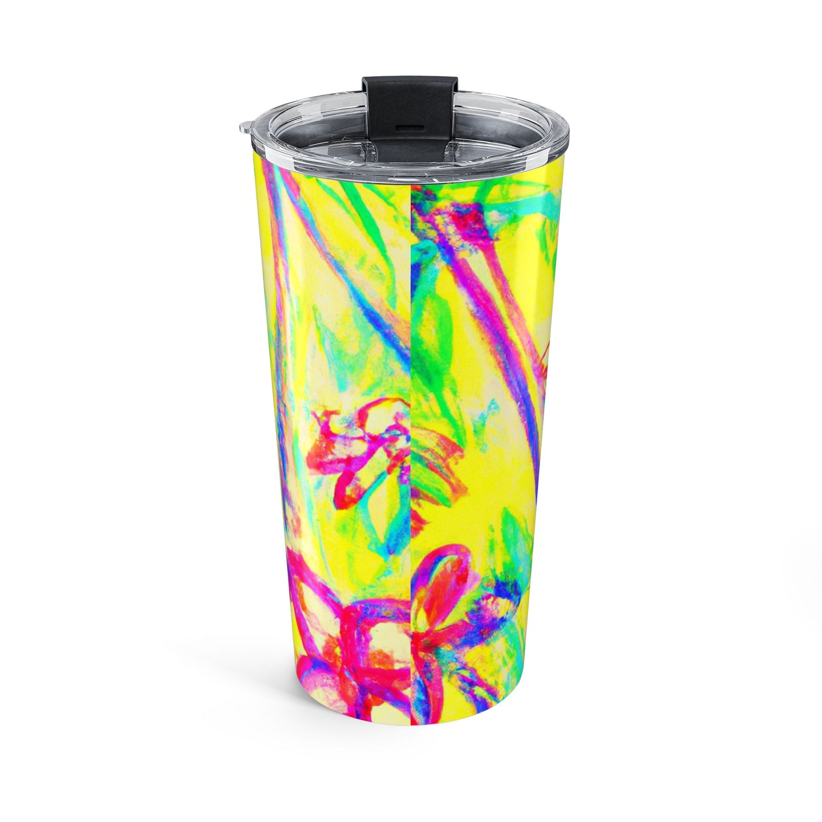 20oz Tumbler - Bright Tropi Doodle Yellow Travel Cup