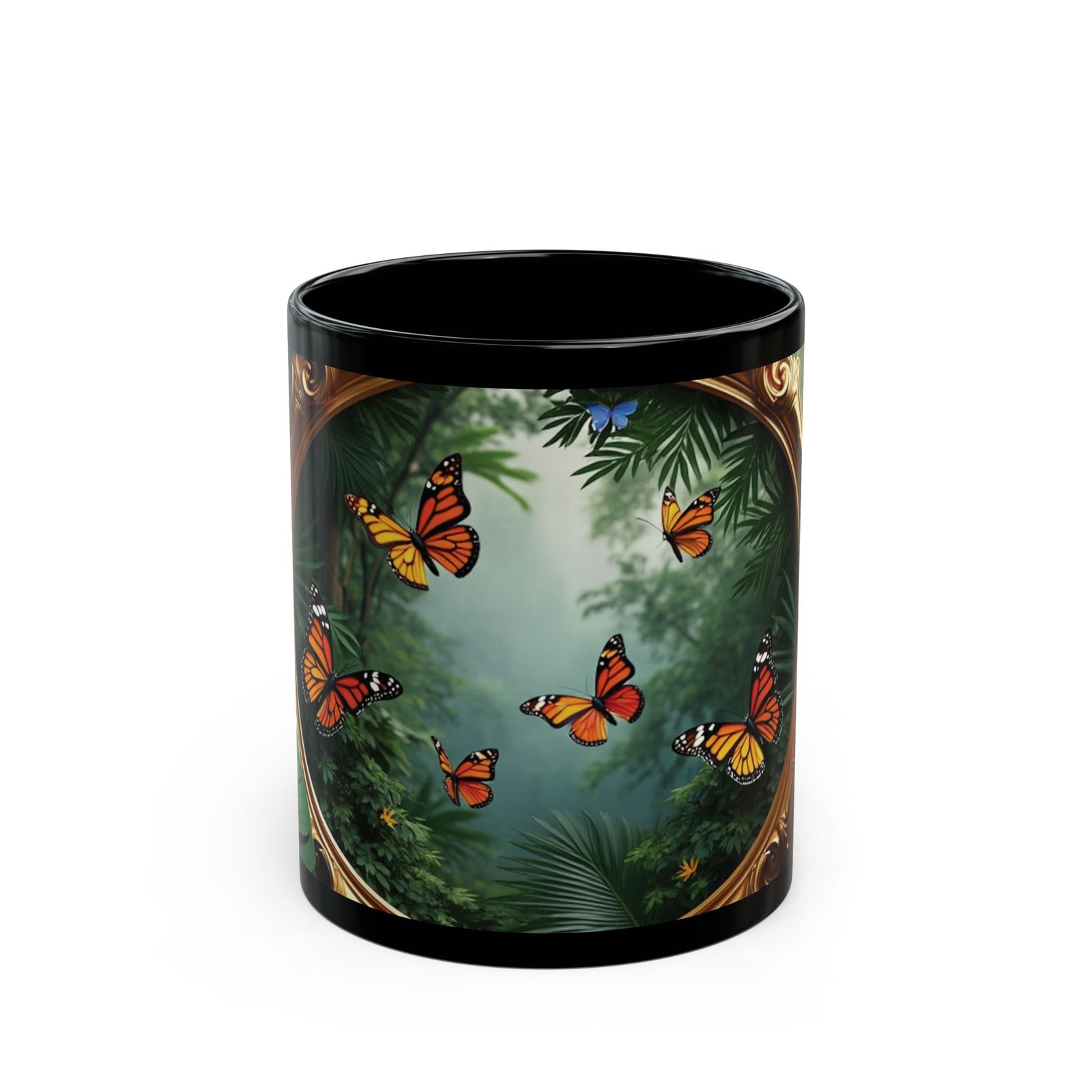 Black Coffee Mug - Framed Monarch Gathering