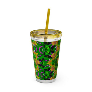 Tropical Tumbler with Straw | 16oz Colorful Travel Cup / Kaleido Orchid