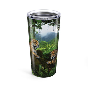 20oz Tropical Glossy Tumbler, Stainless Steel / Jaguars & Parrots