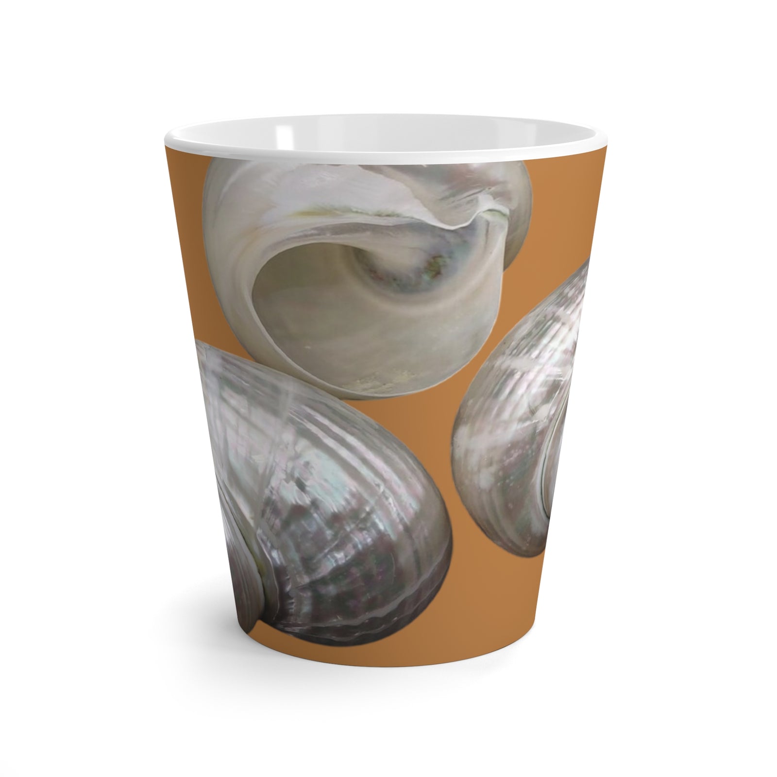 Latte White Mug - Perfect for Coffee Enthusiasts / Lustrous Seashell Trio, Light Brown