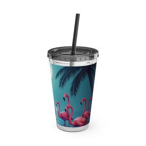 Tropical Tumbler with Straw | 16 oz: Moonlit Mermaid and Flamingos