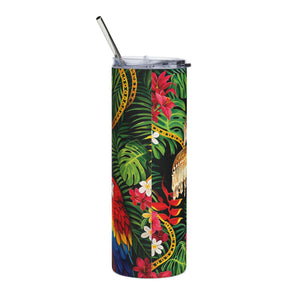20oz Stainless Steel Travel Tumbler — Tropical Hollywood Regency Chandelier & Parrot
