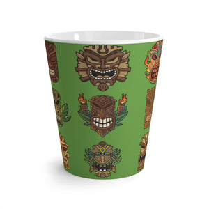 Latte White Mug - Tiny Tiki Dudes, Green