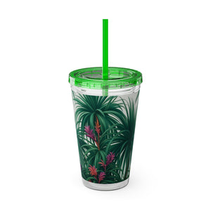 Tropical Tumbler with Straw | 16 oz: Tiny Palm Island