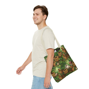 Tropical Rabbits & UFOs Tote Bag, Black - 3 Sizes