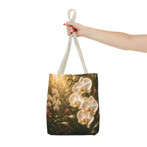 Orchid Garden Tote Bag — Sunlit White Orchid Floral All-Over Print