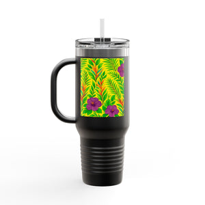 Midnight Flower Yellow Insulated Travel Mug - 40oz - Perfect for Outdoor Adventures