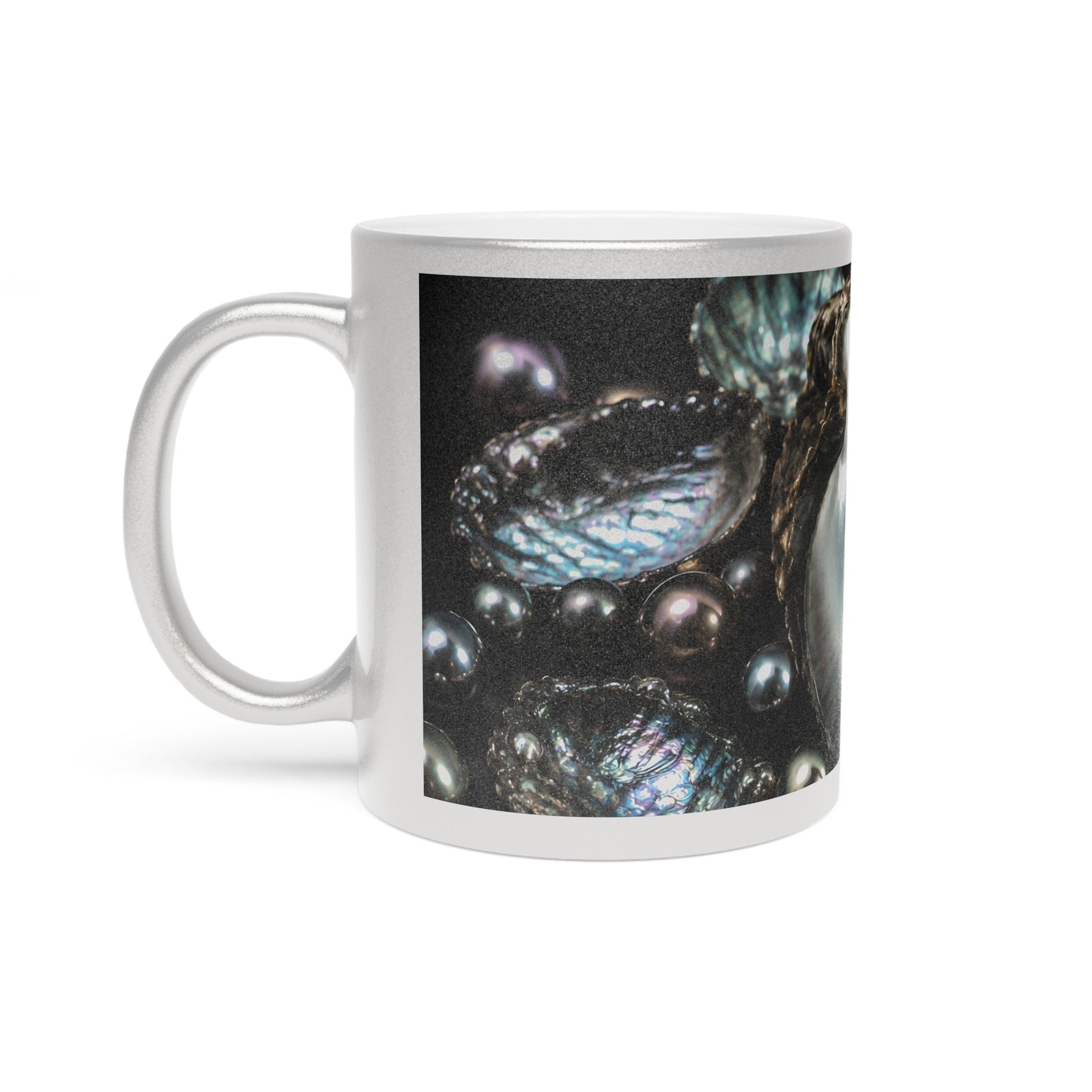 Pearl Shell Metallic Mug 11 oz — Iridescent Ocean Oyster Design