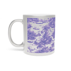 Tropical Metallic Mug, Gold or Silver - Tropical Trip Toile, Purple