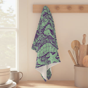 Tropical Microfiber Coffee/Tea Towel – Seahorse Trio, Mint