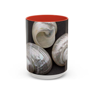 Accent Color Coffee Mug (11, 15oz), 8 Colors - White Nautilus Trio/Black, Large
