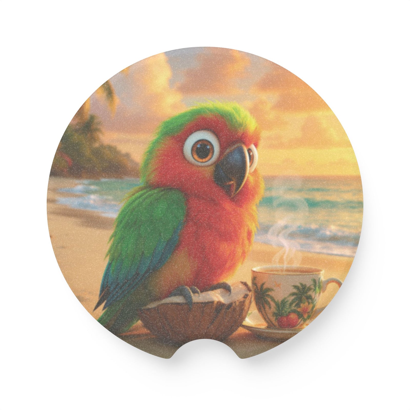 Tiki the Parrot ~ Soapstone Car Coaster -