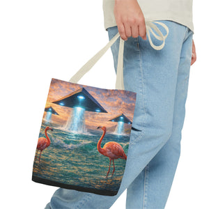 UFO and Flamingos Tote Bag - 3 Sizes